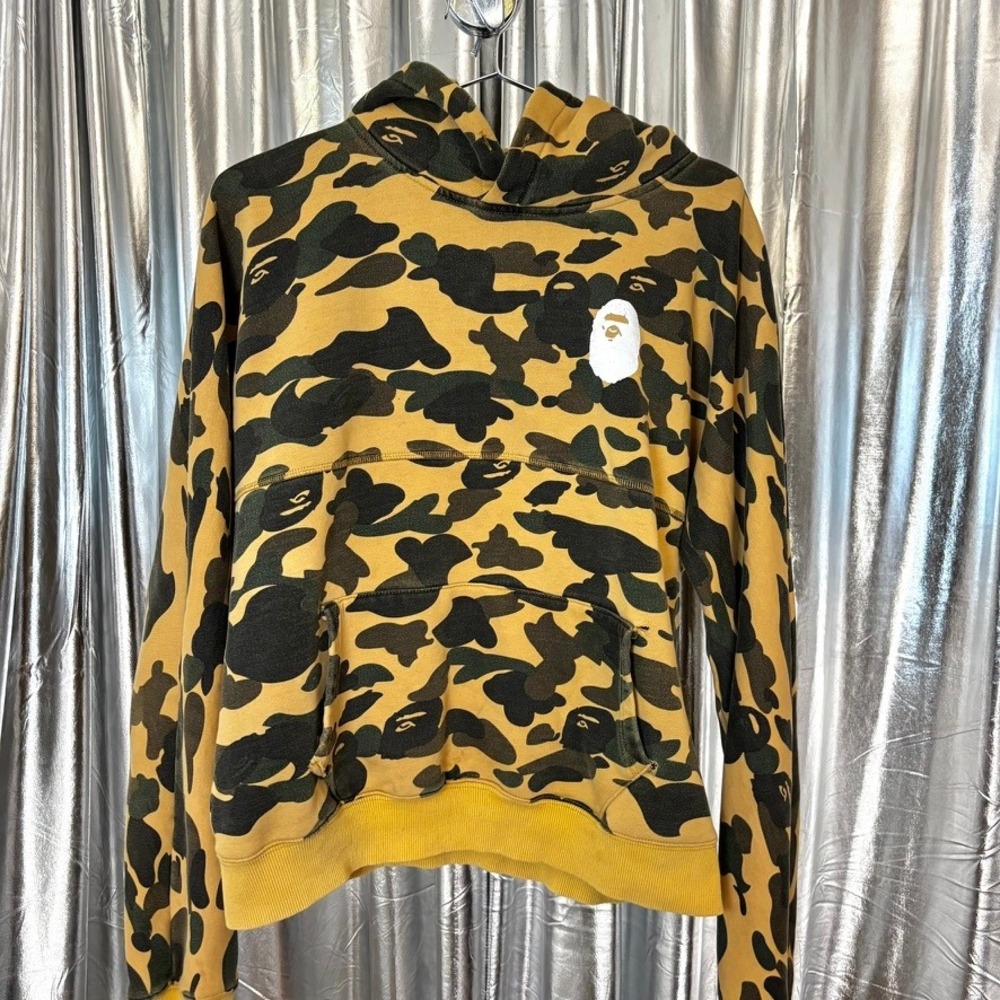 BAPE Yellow 1st Camo Pullover Hoodie A Bathing Ape Back Print